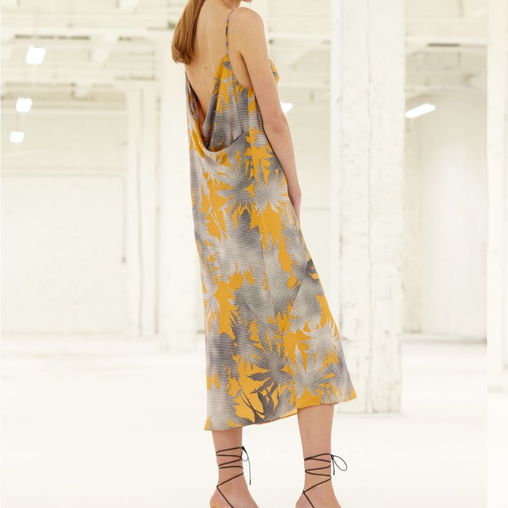 Aritzia Yellow and Gray Midi Dress